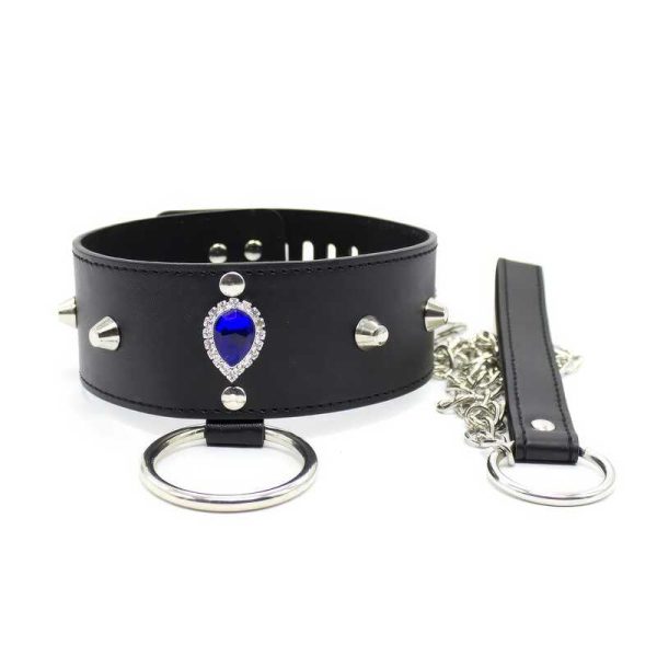Blue-Cabochon Collar and 30.7-Inch Leash