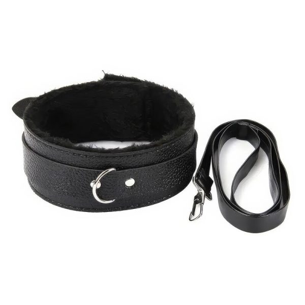 Faux-Fur Lined Collar with Vinyl Leash