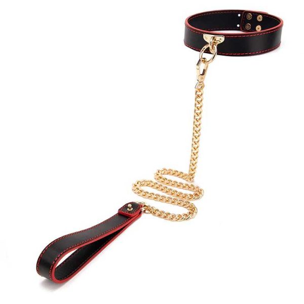 Gold-Tone Snap Collar and Chain Leash