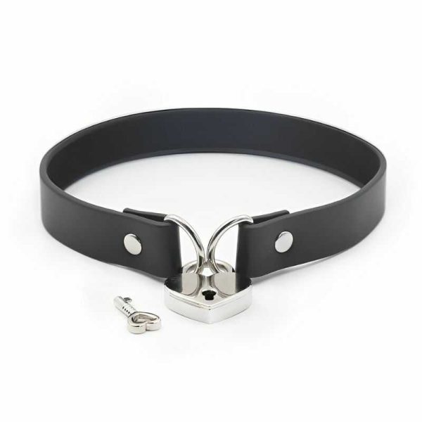 Heart-Padlock Faux-Leather Collar