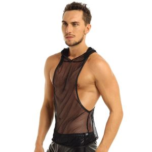 Men's Hooded Fishnet Tank Top