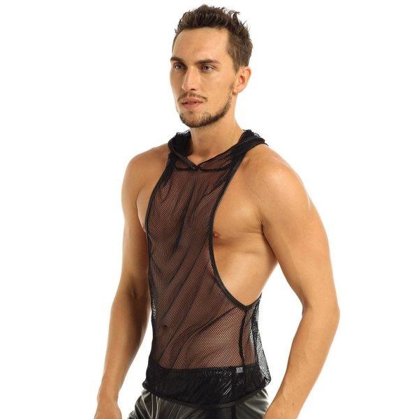Men's Hooded Fishnet Tank Top